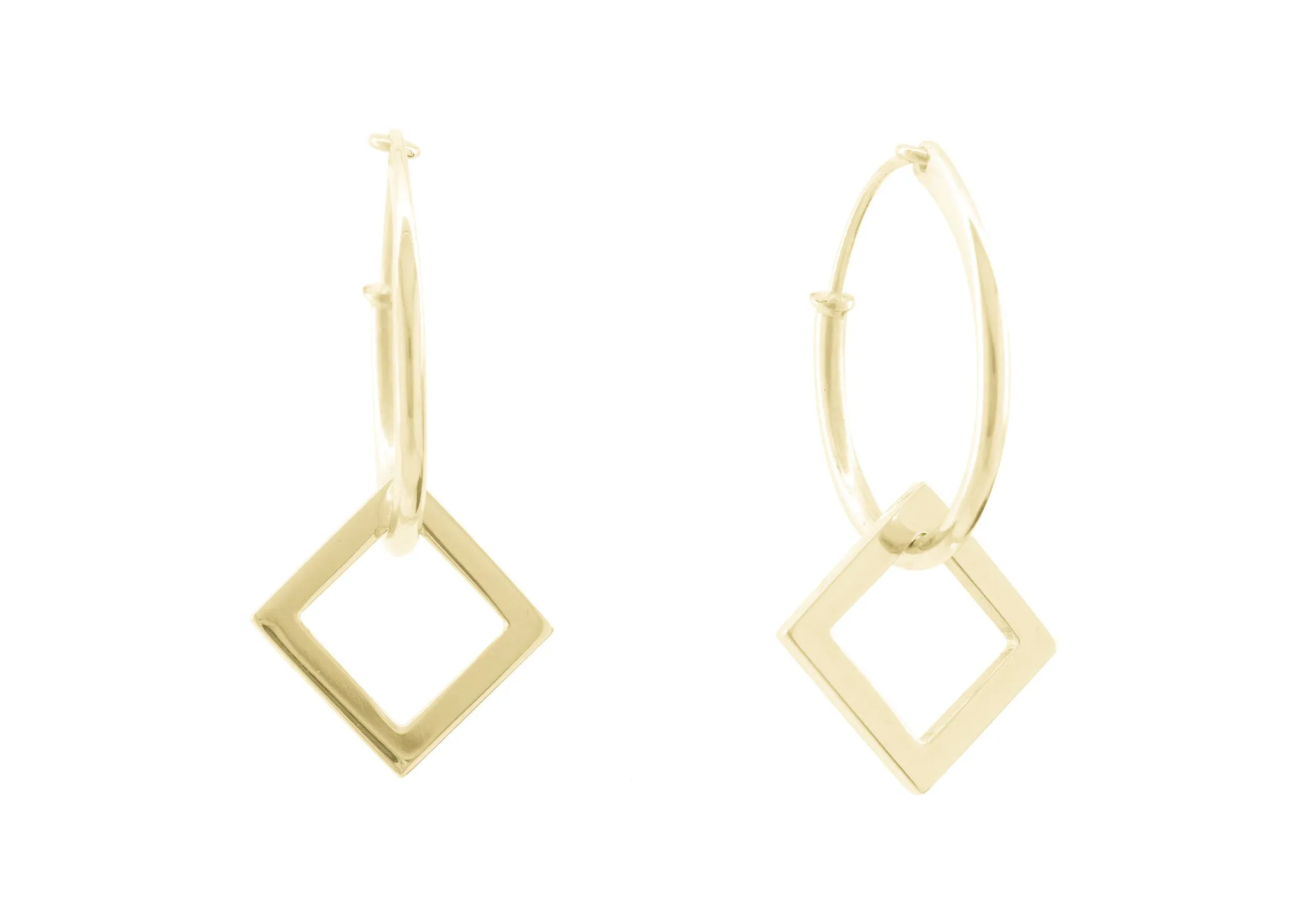 E4 Open Square Hoop Earrings, Yellow Gold