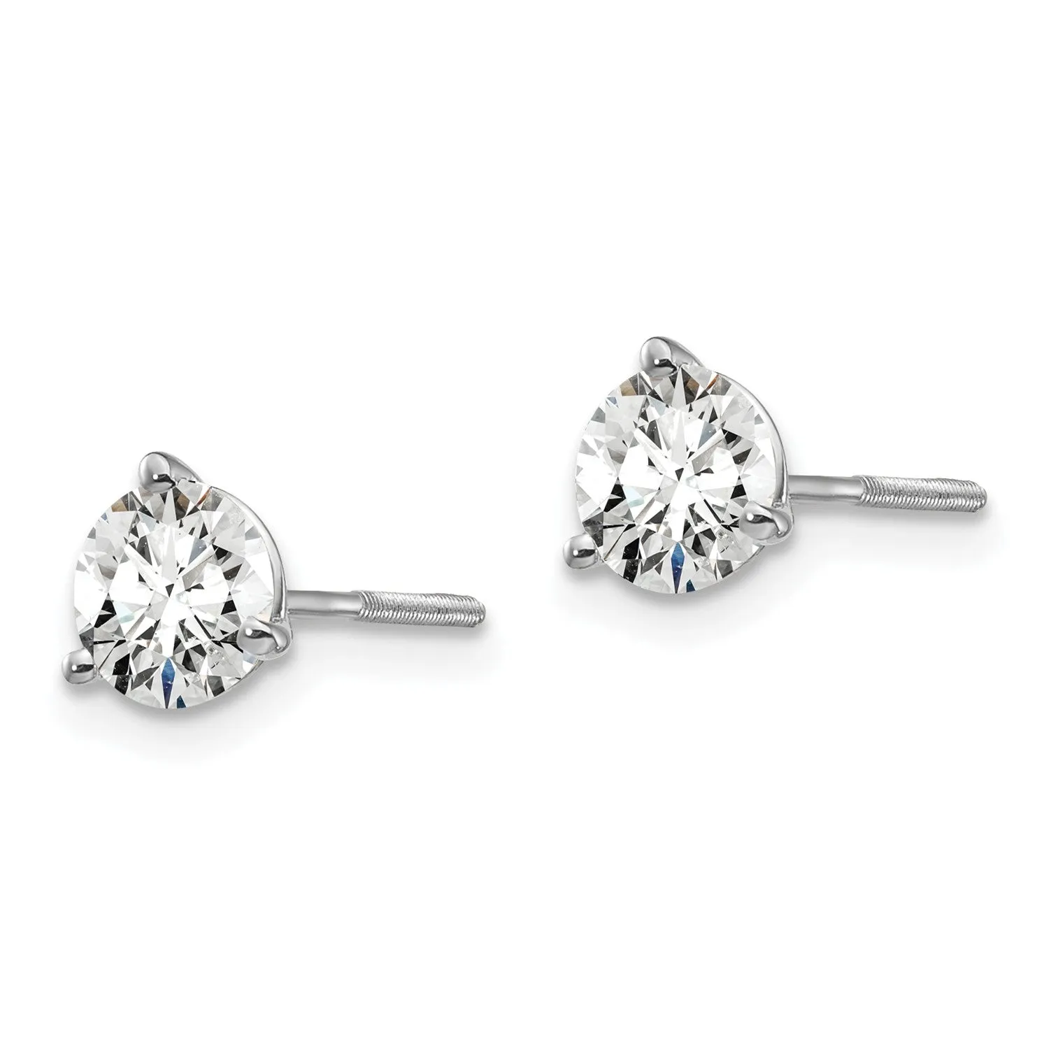 EcoLove 1 CTW Round GHI or IGI or GSI Certified Lab Grown Diamond Stud Screwback Earrings in 14KT White Gold