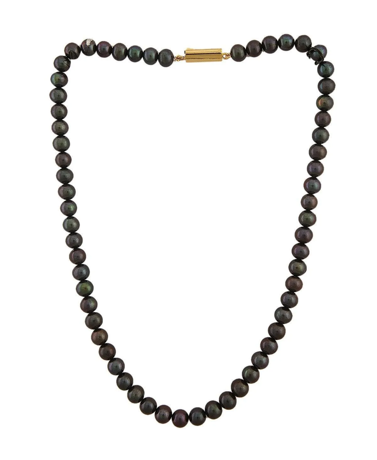 Elegant Black Round Pearl Necklace