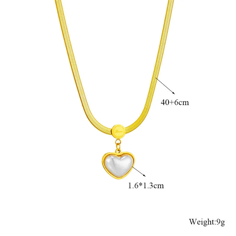 Elegant Heart Chain Titanium Steel Electroplating Necklaces