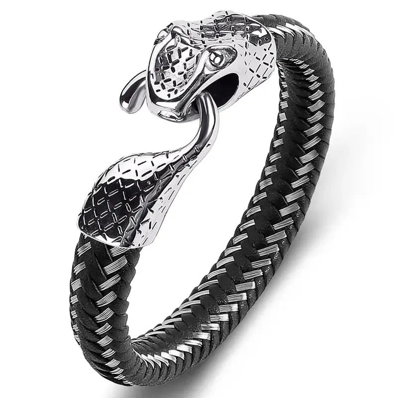 Elegant Snake Bracelet - Cross & Crown