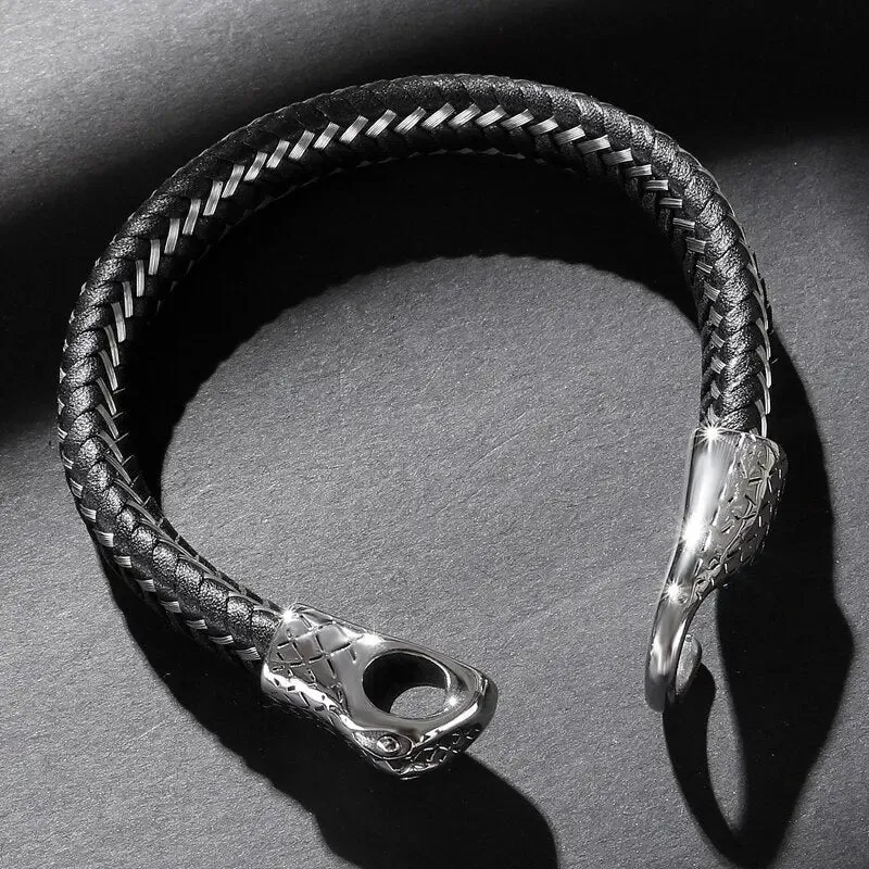 Elegant Snake Bracelet - Cross & Crown