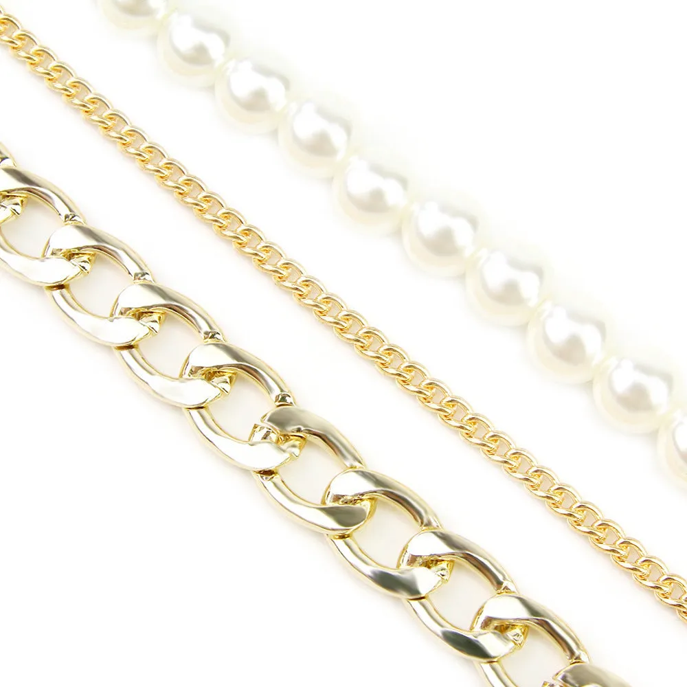 Elegant Temperament Pearl Necklace Popular Alloy Multilayer Necklace