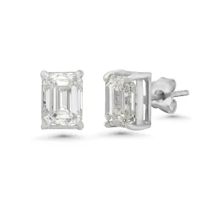 Emerald Cut Diamond Rectangular Studs Earrings (2.03 ct.) in 14K Gold