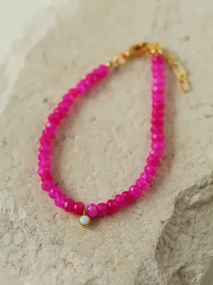 Enchanting Dragon Fruit Hued Opal Beads  Bracelet