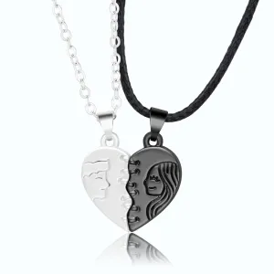 Engraved Magnetic Couples Necklaces Gift Set