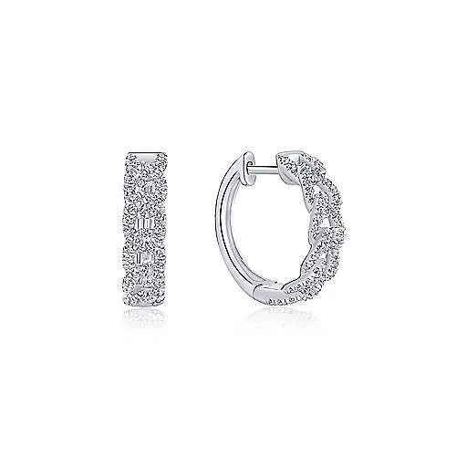 Entwined Knot Diamond Hoop Earrings 14K White Gold