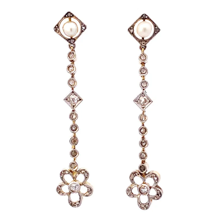 Estate Edwardian Earrings, Platinum & 18Kt