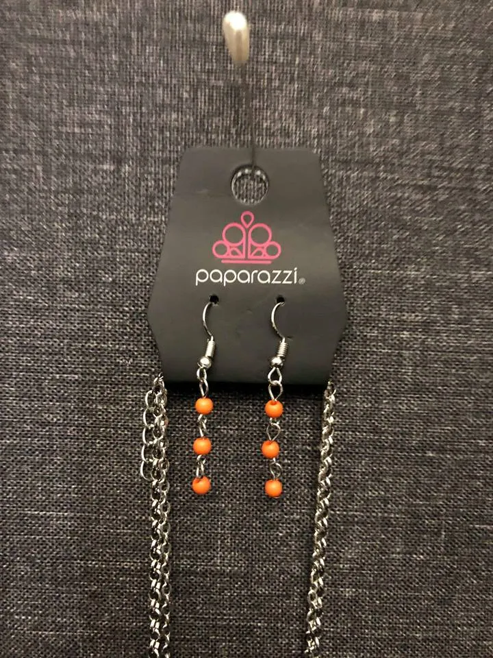 Exclusive Fierce in Fringe Orange Necklace Set