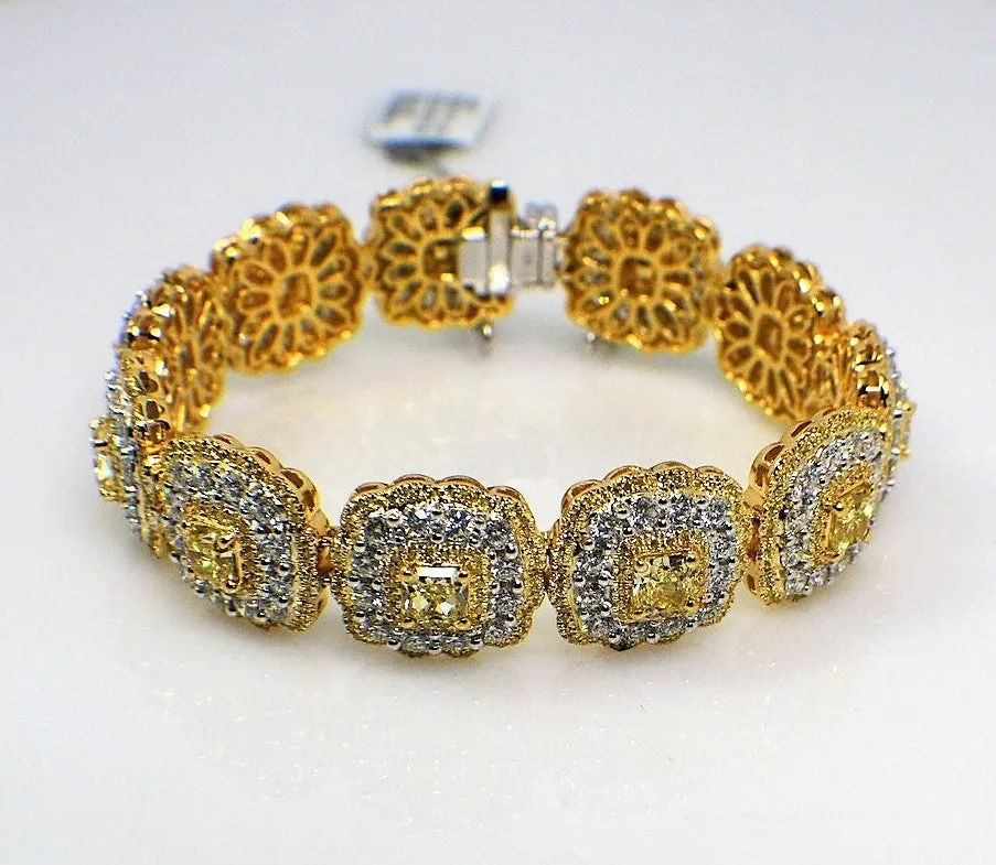 Fancy Yellow Diamond and Colorless Diamonds Bracelet