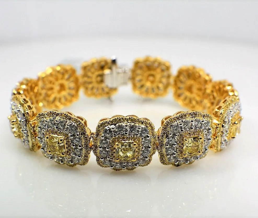 Fancy Yellow Diamond and Colorless Diamonds Bracelet