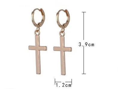 Fashionable And Simple Alloy Plating Cross Gold Individually Wrapped Earrings