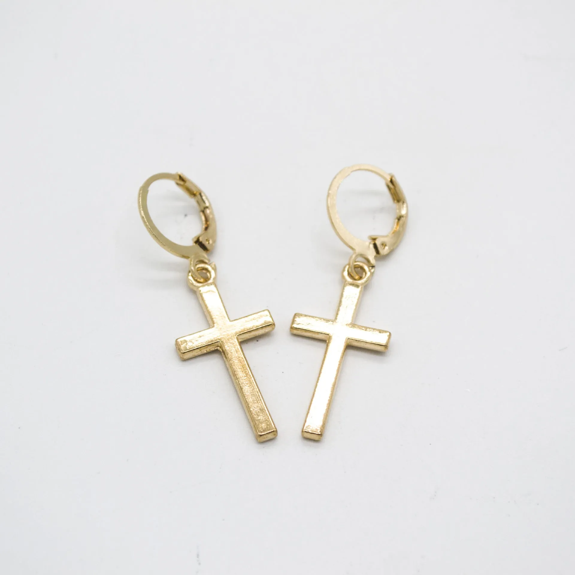 Fashionable And Simple Alloy Plating Cross Gold Individually Wrapped Earrings