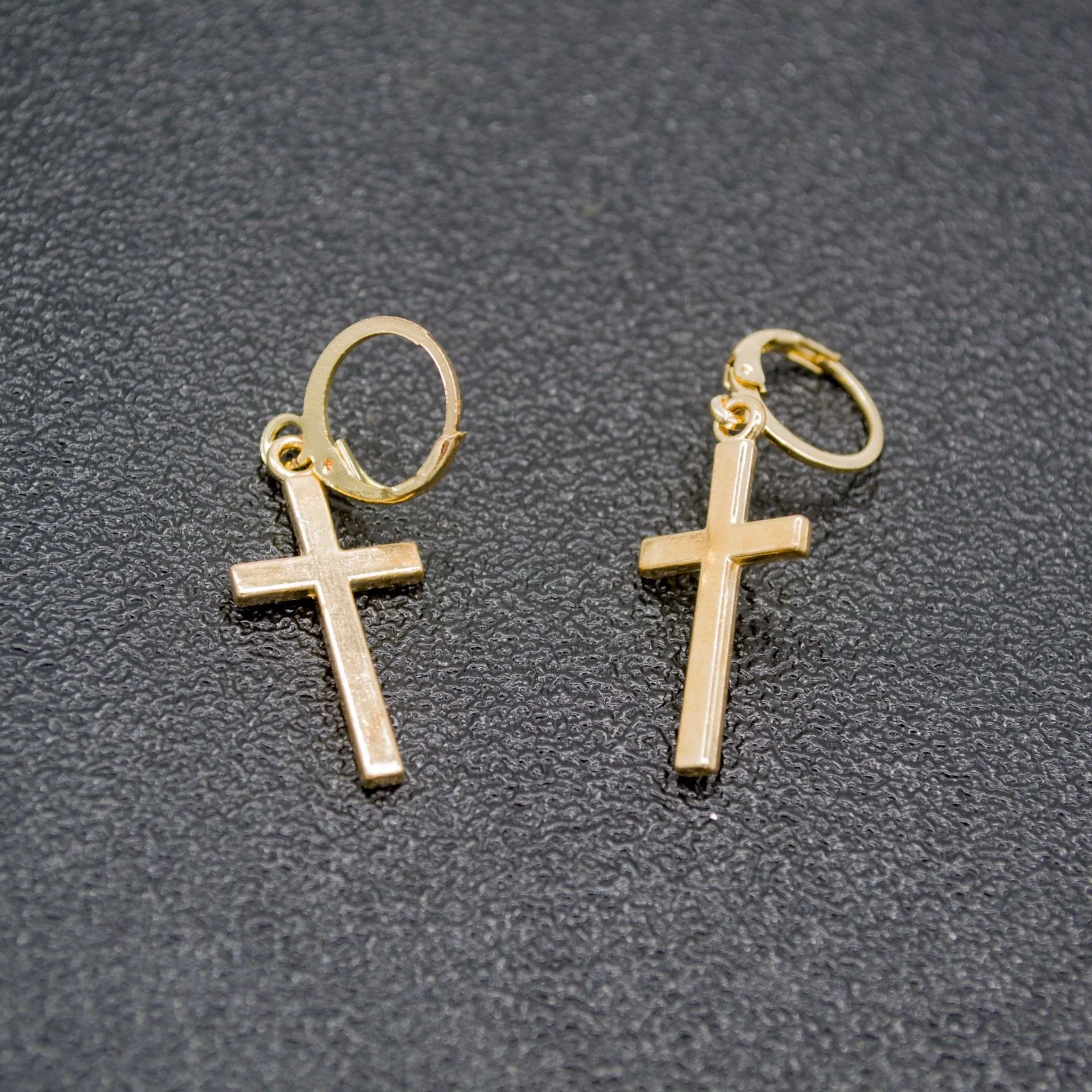 Fashionable And Simple Alloy Plating Cross Gold Individually Wrapped Earrings