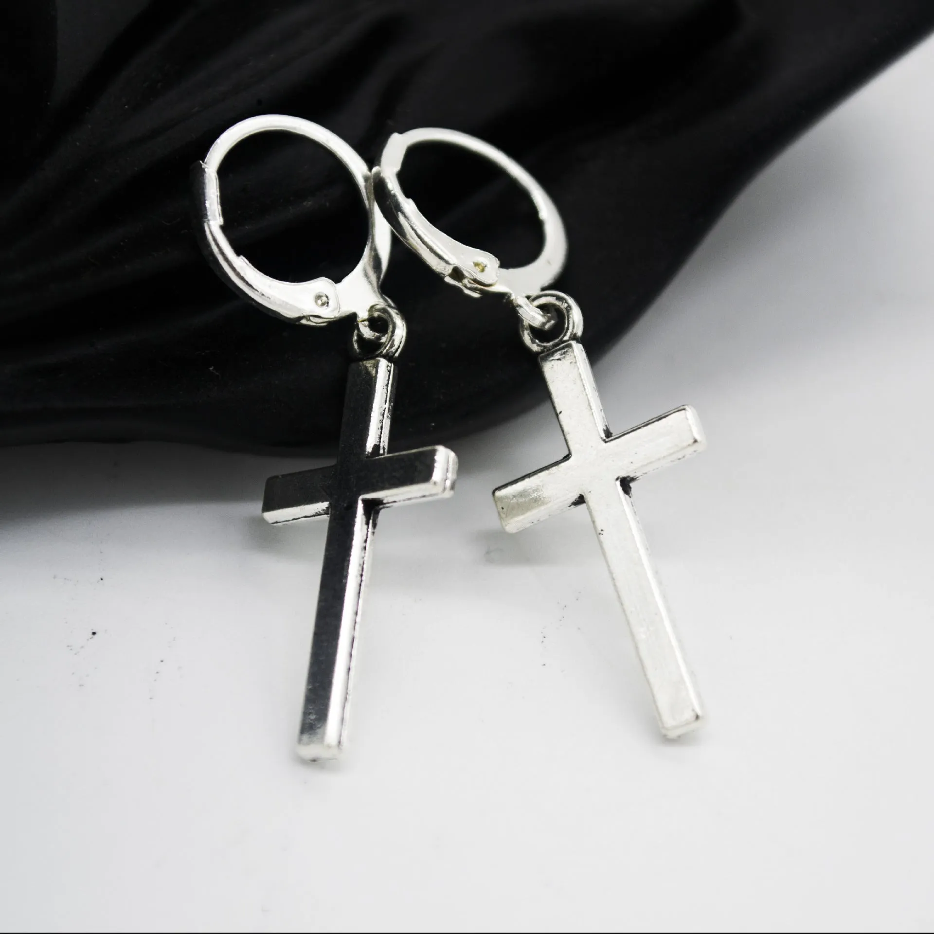 Fashionable And Simple Alloy Plating Cross Gold Individually Wrapped Earrings