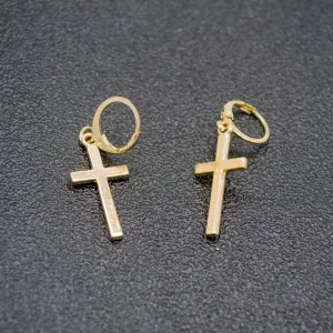 Fashionable And Simple Alloy Plating Cross Gold Individually Wrapped Earrings