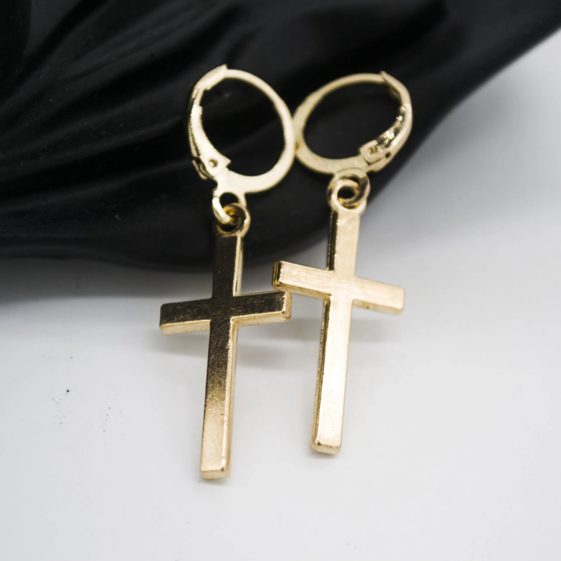 Fashionable And Simple Alloy Plating Cross Gold Individually Wrapped Earrings