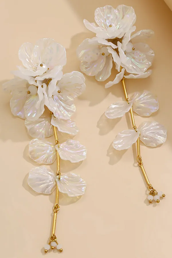 Fashionable Tassel Floral Mermaid Pearlescent Earrings