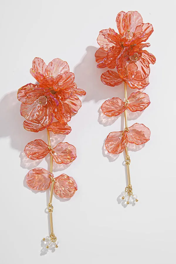 Fashionable Tassel Floral Mermaid Pearlescent Earrings