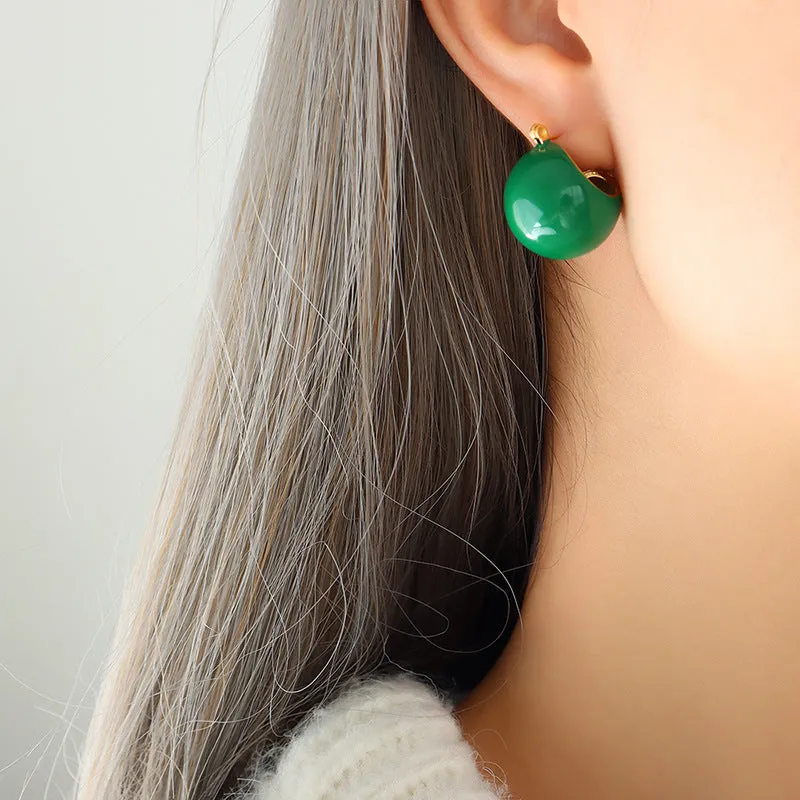 Festive Red and Green Drip Oil Earrings - Cross-Border Statement Piece