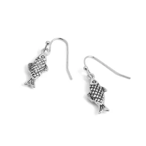 Fish on a Hook Earrings - Silver - Final Sale