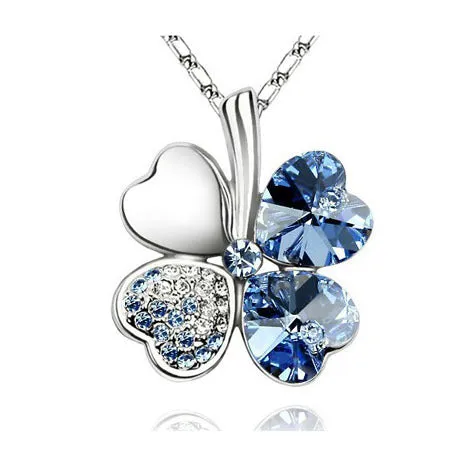 free shipping charms women accessories quality Austrian Crystal lover 4 four Leaf Leaves Clover necklace pendant fashion jewelry