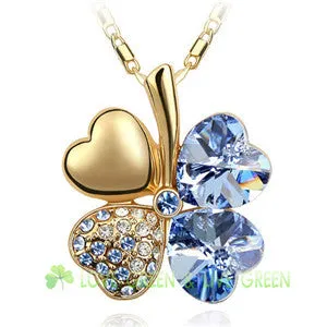 free shipping charms women accessories quality Austrian Crystal lover 4 four Leaf Leaves Clover necklace pendant fashion jewelry