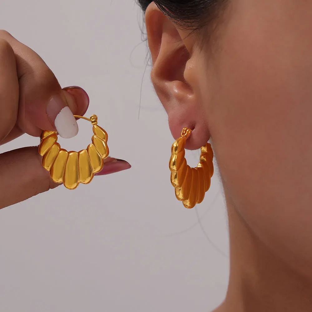 Geometric Gold Plated U-shaped Earrings with Vintage Charm