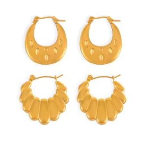 Geometric Gold Plated U-shaped Earrings with Vintage Charm