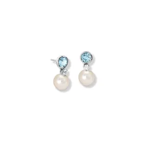 Gertrude Halo Earring Drops White Gold - Diamond & Pearl