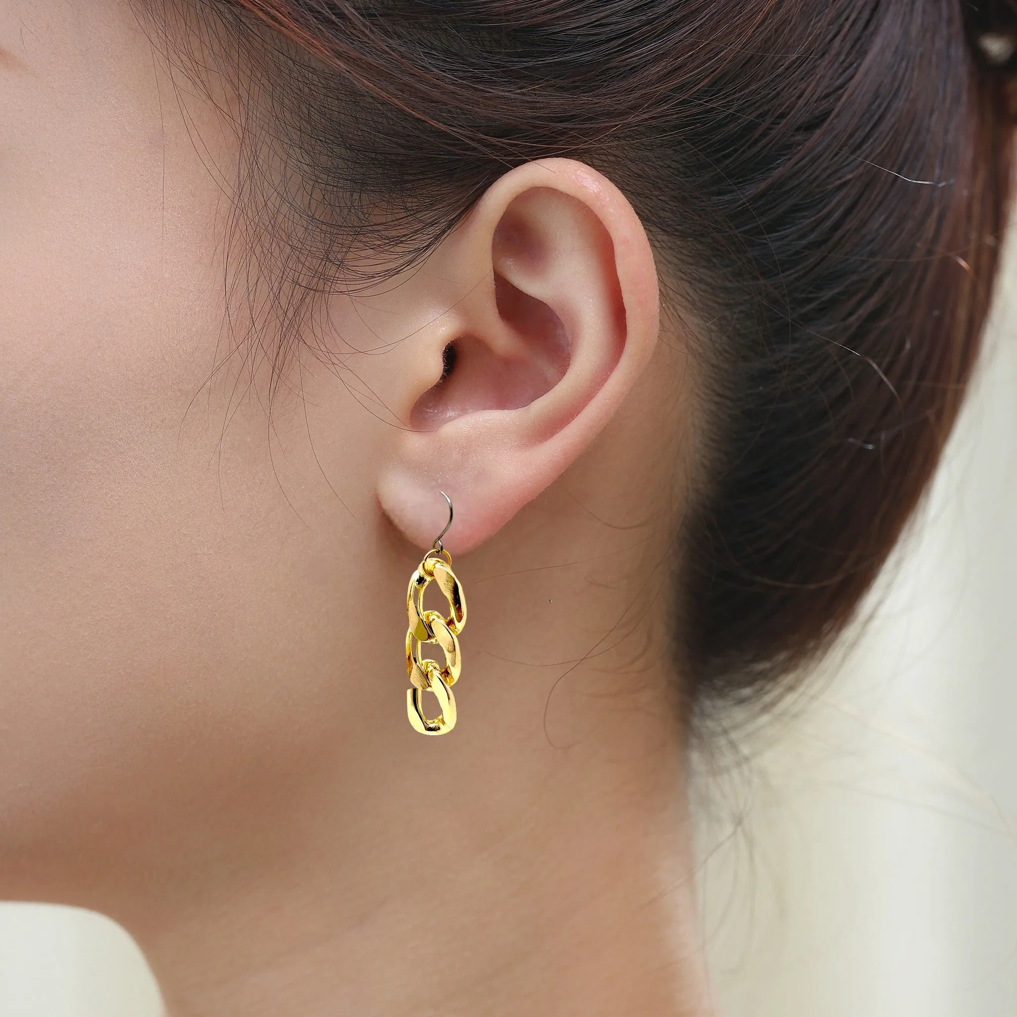 Gold chain earrings