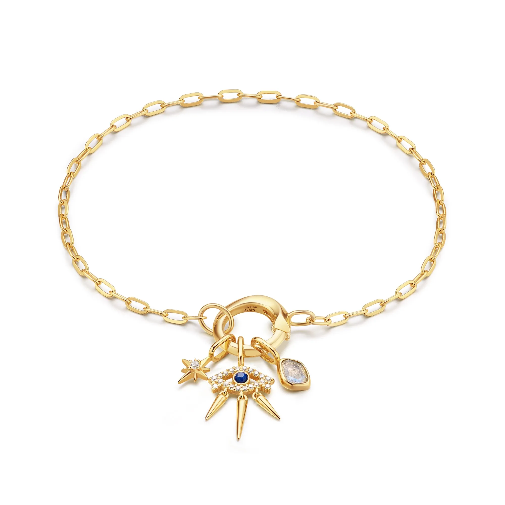 Gold Mini Link Charm Chain Connector Bracelet