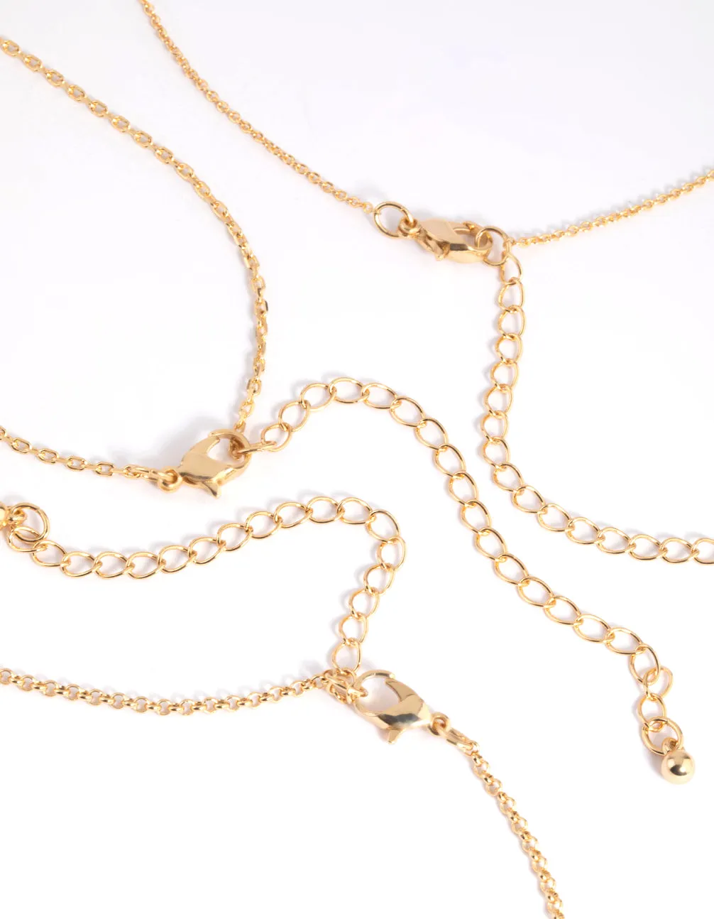 Gold Plated Molten Layered Necklace Pack