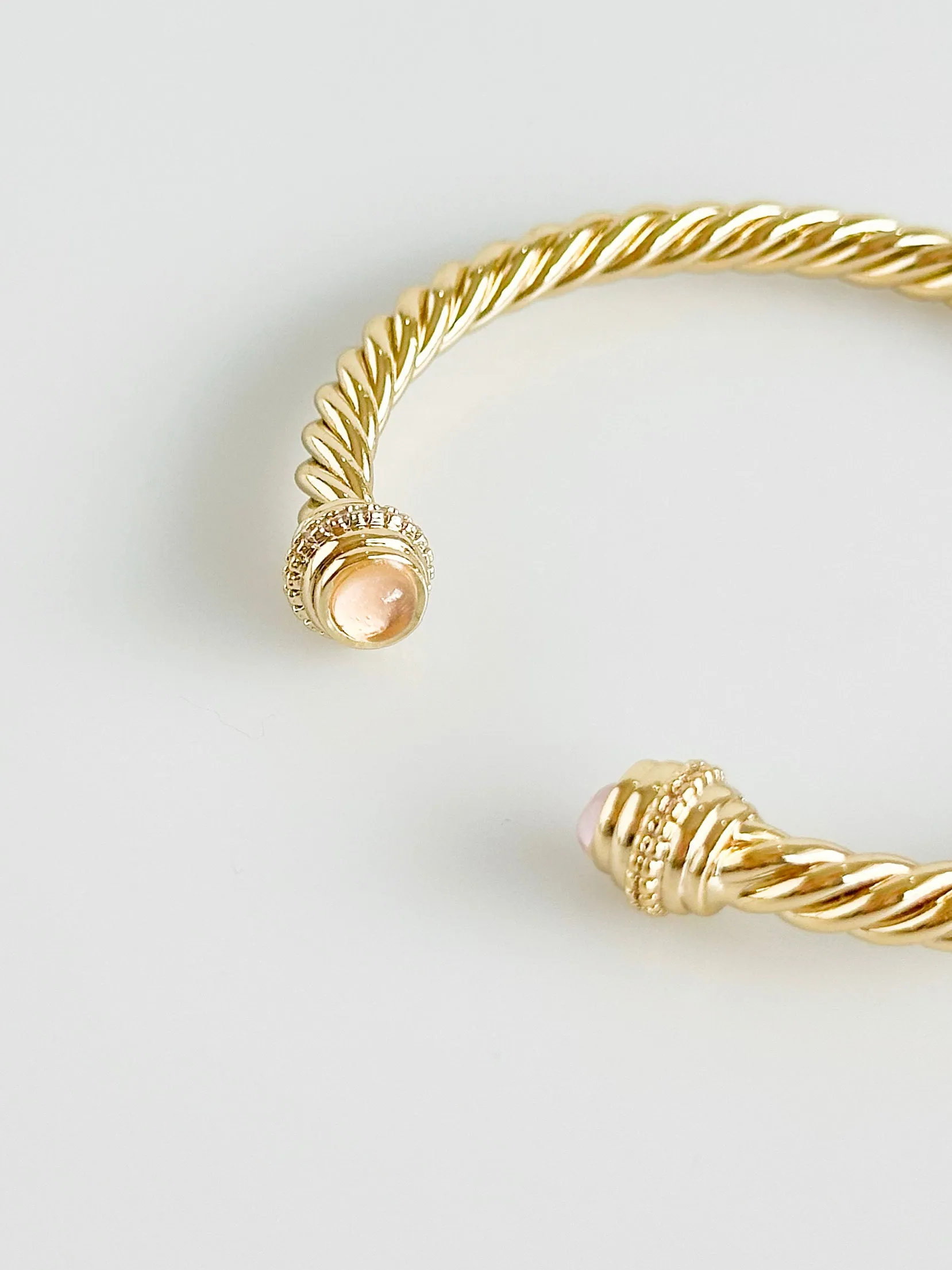 Gold Rope Pink CZ Bracelet