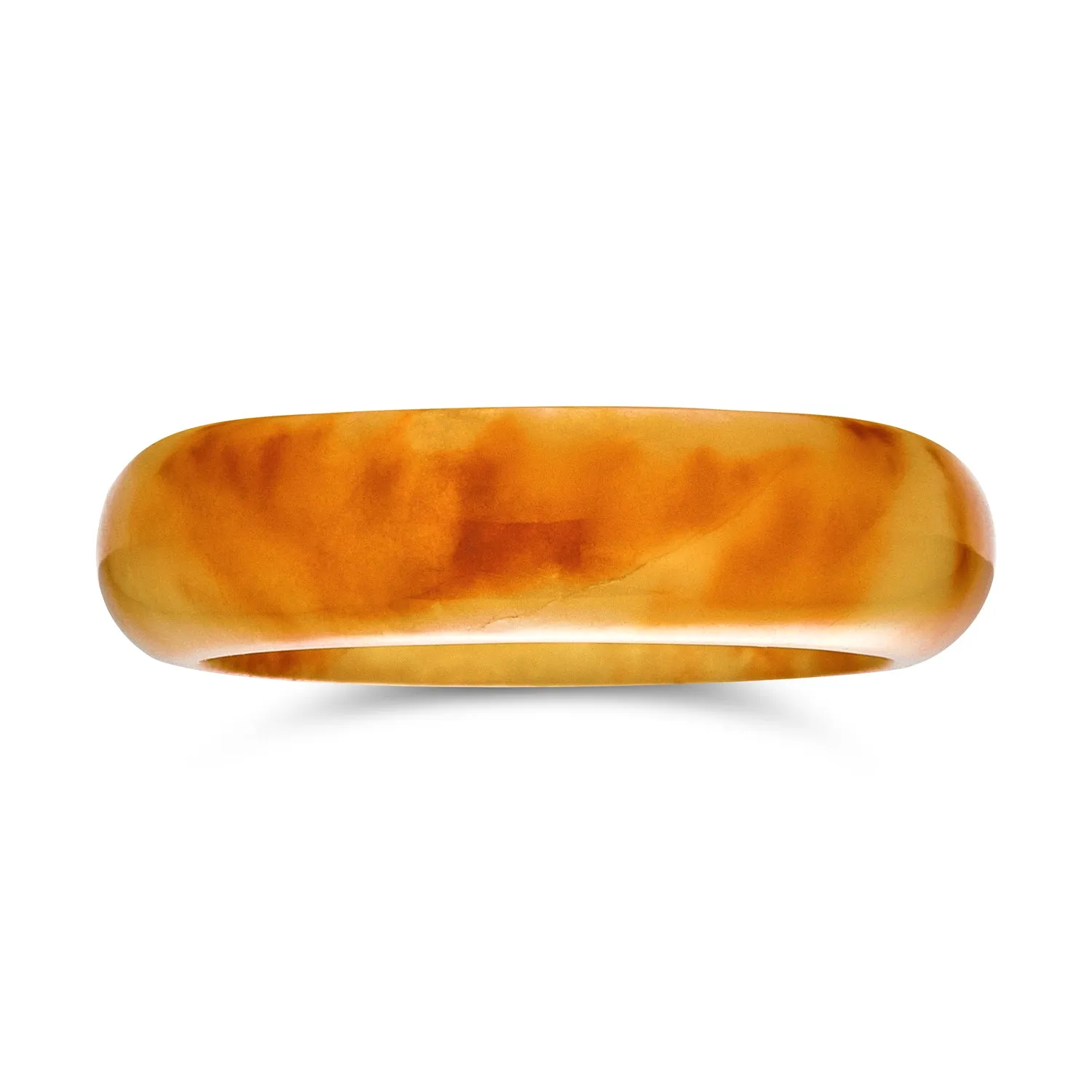 Good Luck Energy Smooth Gemstone Stackable Dyed Green Jade Band Ring