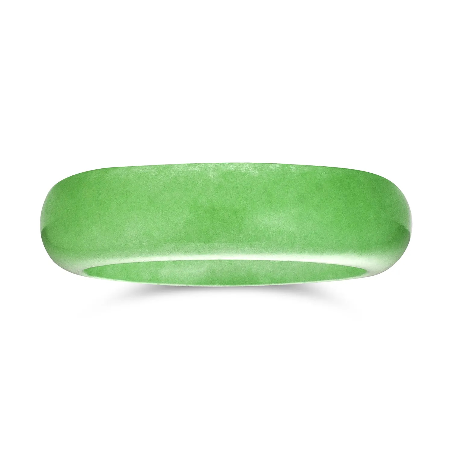 Good Luck Energy Smooth Gemstone Stackable Dyed Green Jade Band Ring