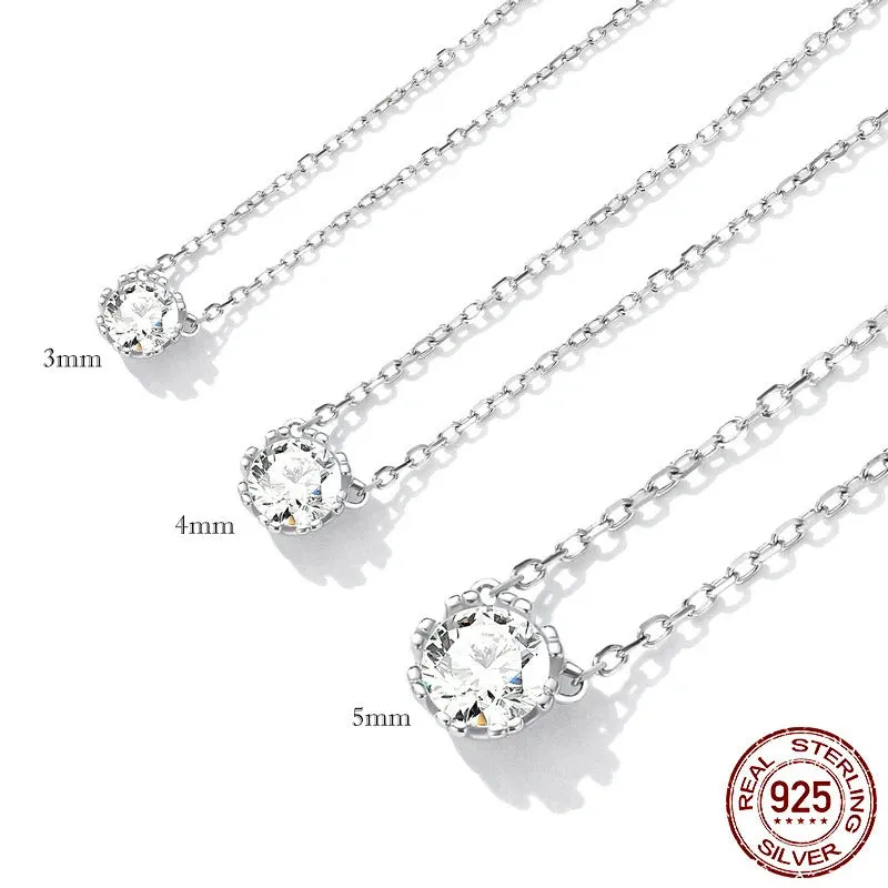 Gorgeous Shiny Choker Necklace 925 Sterling Silver Geometric Cut Sparkling Zircon Pendant Necklace Wedding Jewelry 17.7″