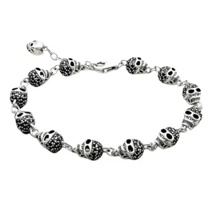 Gothic Skull Pave Link Chain Bracelet