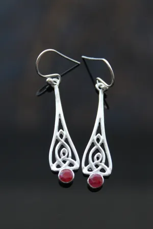 Handmade Armenian sterling silver natural ruby stone earrings