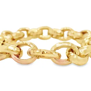 Handmade Italian 14K Faceted Cable Link Chunky Bracelet