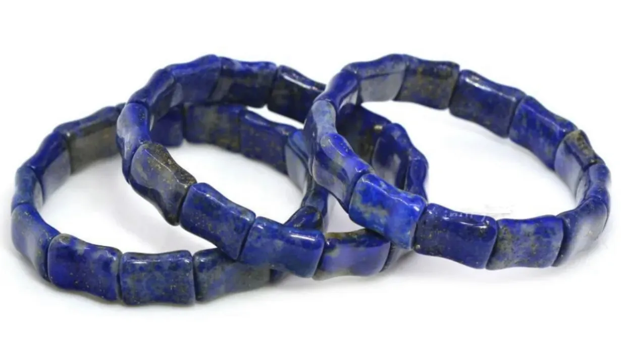 Lapis Lazuli Gemstone Bamboo Bangle Bracelet