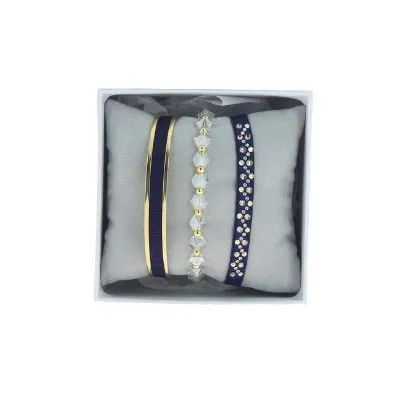 Les Interchangeables Navy Blue Marine Stack CZ Crystals Gold-Tone (Marine)