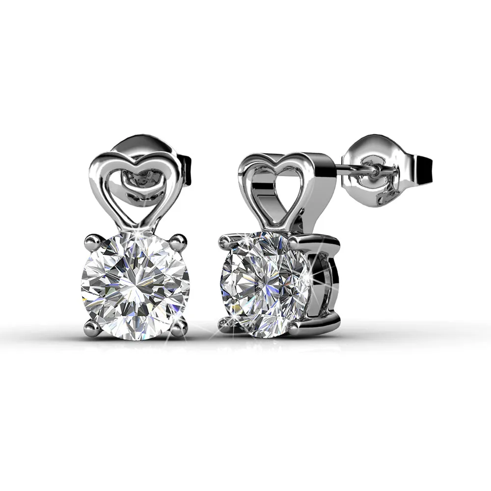 Lofty Heart Drop Earrings Embellished With SWAROVSKI Crystals