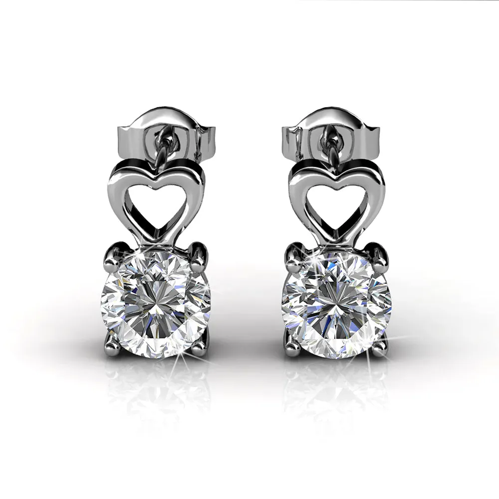 Lofty Heart Drop Earrings Embellished With SWAROVSKI Crystals