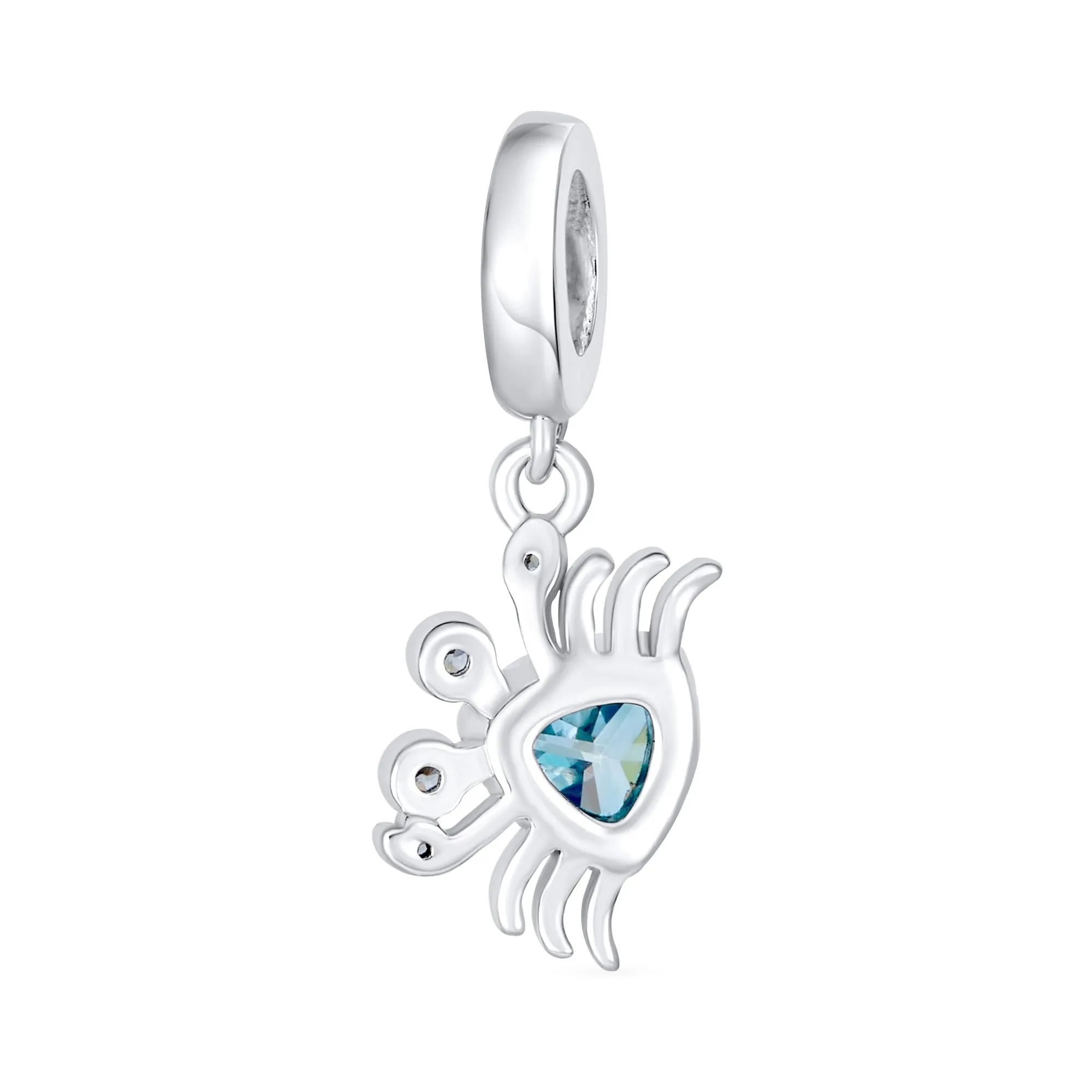 London Blue CZ Nautical Charm Bead Sterling Silver for European Bracelet