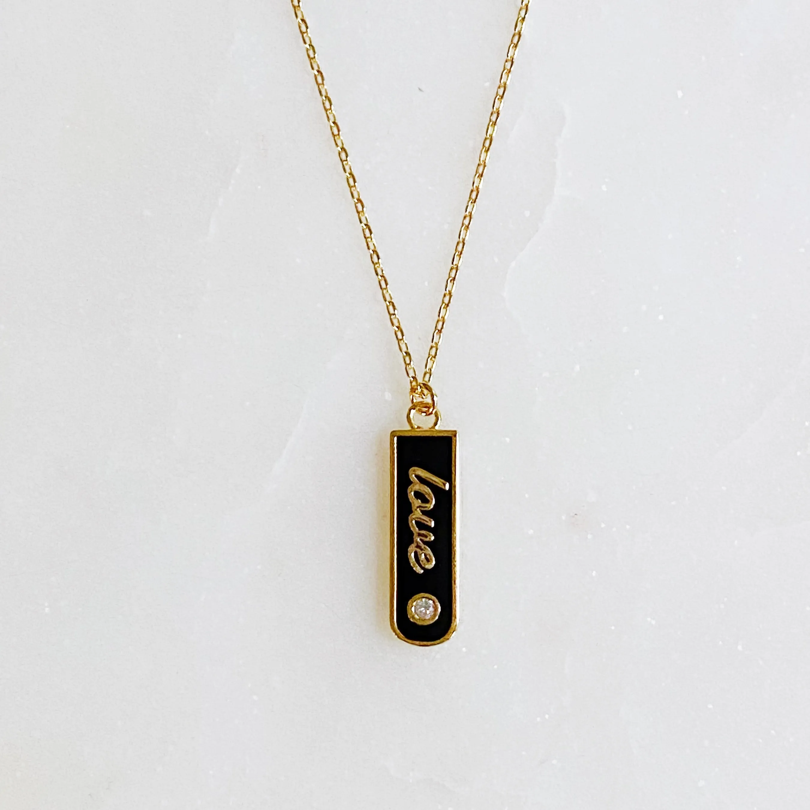 Love Drop Bar Necklace