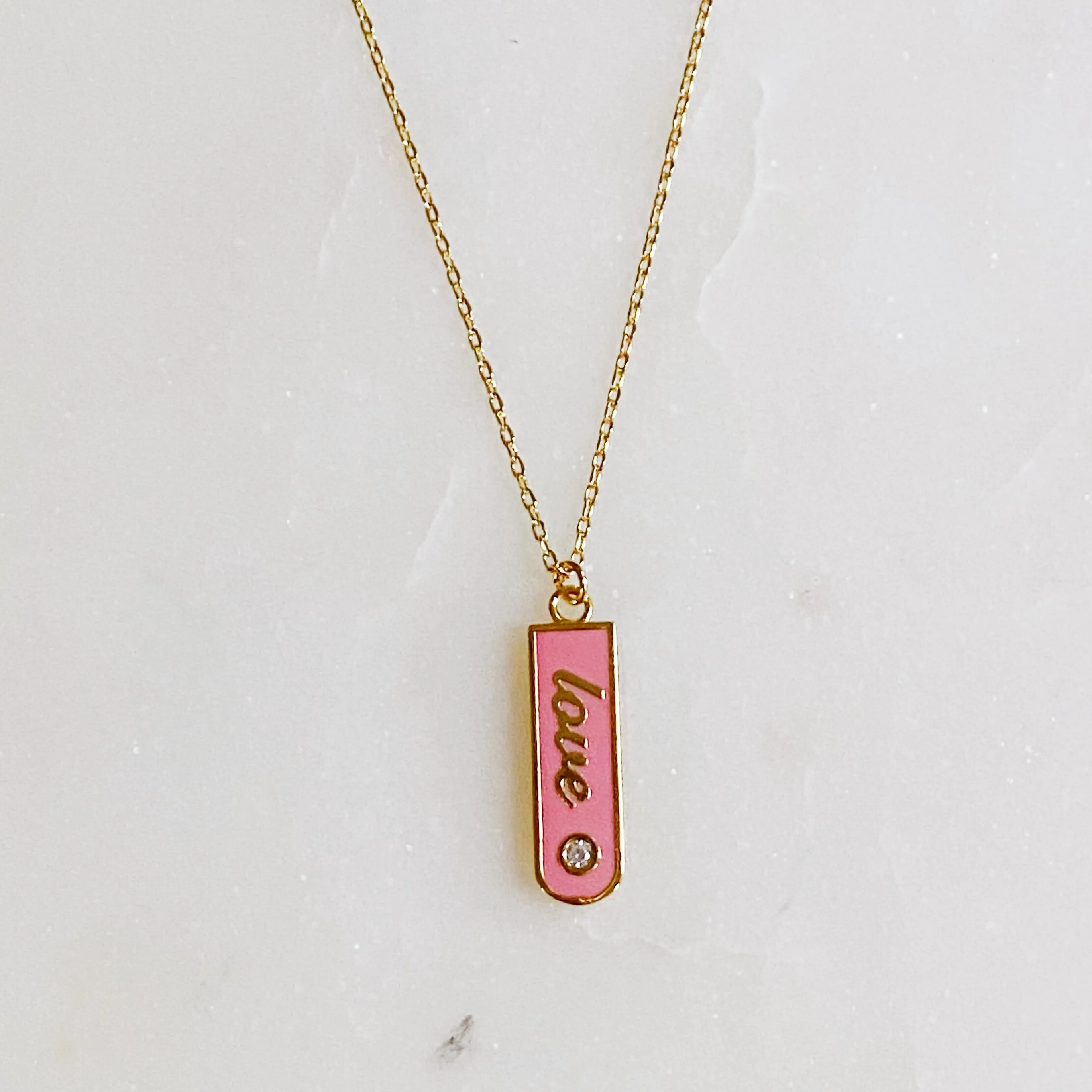 Love Drop Bar Necklace