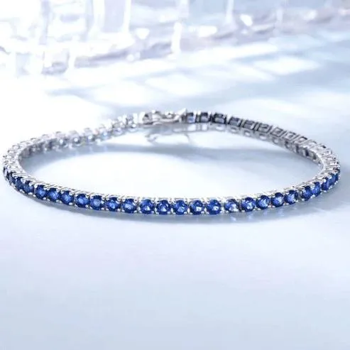 Luxurious Blue Round Cut Bracelet