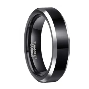 Men's 6mm Beveled Tungsten Carbide Wedding Band