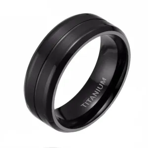 Men's 8mm Black Brushed Titanium Wedding Band